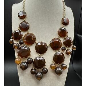 Liz Claiborne Brown and Gold Tone Statement Necklace